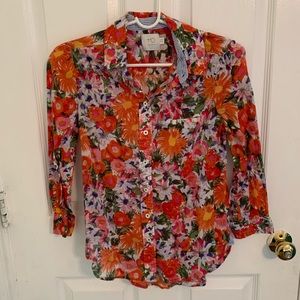 Button Down Anthropologie 3/4 Blouse